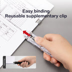 KHINSUN Paper Clipper Staplers Push Clamp File Documents Binding Tool Stapling Machine Paper Clips With Refills Office Supplies