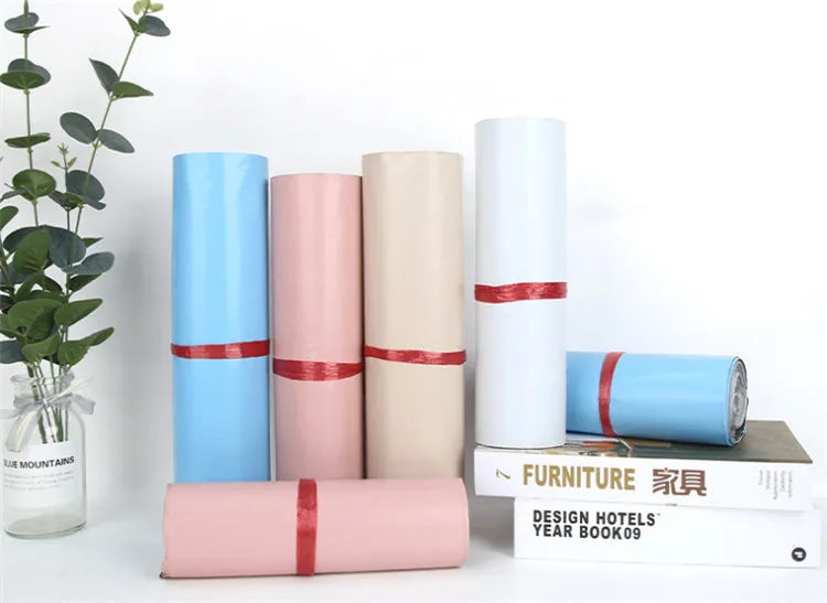 100PCS Custom Logo Text Express Courier Bag Plastic Self-Sealing Adhesive Poly Envelope Clothing T-shirt Box Shipping Pouches