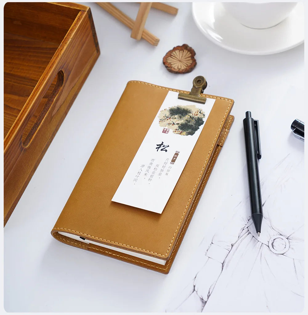 100% Genuine Leather Cover A5A6B6 Sketchbook Planner with Grid Blank Insert Retro Notebooks and Journals Diary Cover Stationery