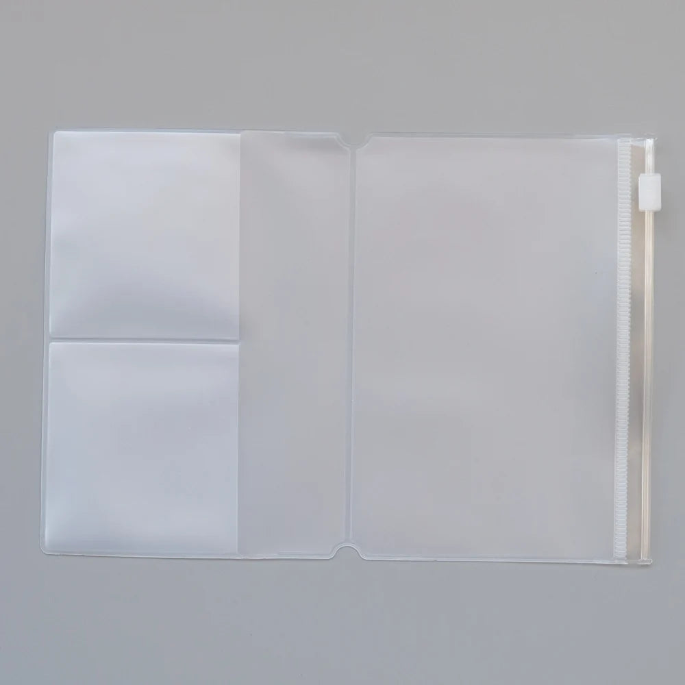 Traveler's Notebook PVC Storage Bag Pouch with Zipper Card Pocket Portable A5/Standard Size Passport Folder - 4 Sizes Available