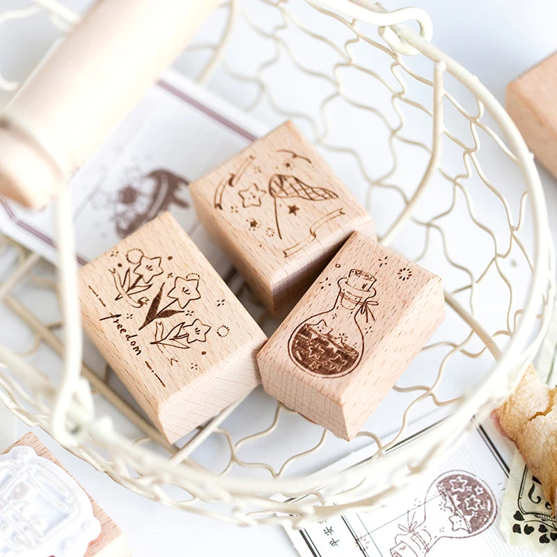 Yoofun Star River Wood Stamps Standard Rubber Kawaii Stamp Seal For DIY Scrapbooking Journal Card Making Decoroation Crafts