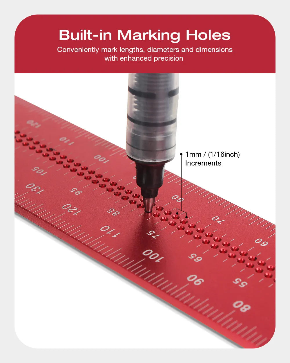Precision Square 300mm T Speed Measurements Ruler for Measuring and Marking Woodworking Carpenters Framing Carpentry Use