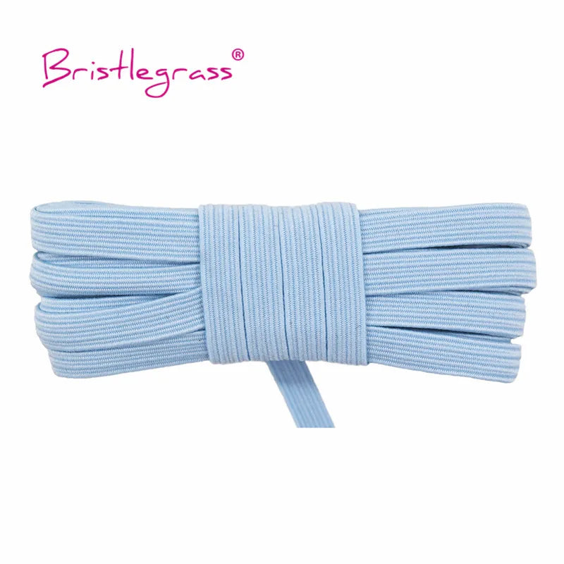 BRISTLEGRASS 2 5 10 Yard 1/4" 6mm Flat Skinny Elastic Cord Glitter Latex Rubber Band Rope Notebook Earloop Dress DIY Sewing Trim