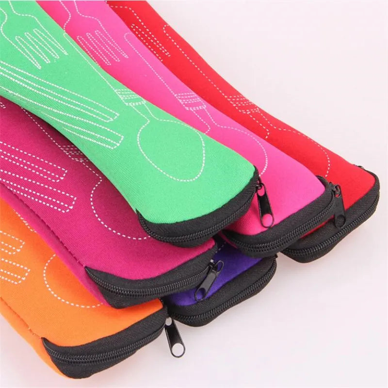 Portable Tableware bag cutlery bag Dinner Set Travel packaging storage box Dinnerware picnic fork spoon bag Organize with Zipper