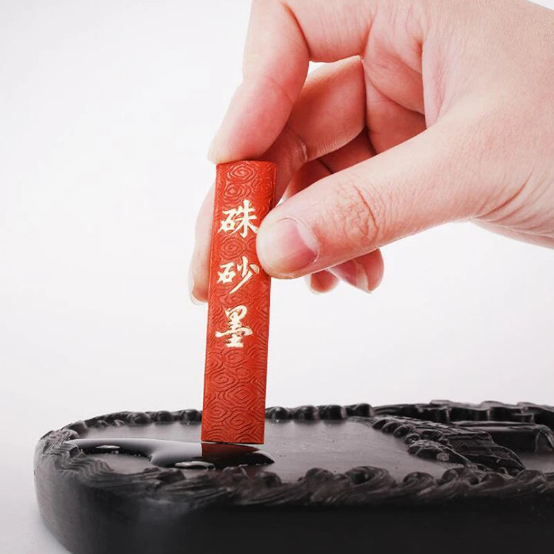1pcs Hukaiwen Chinese Cinnabar Red Sumi-E ink Painting Ink Stick Set Calligraphy Brushes