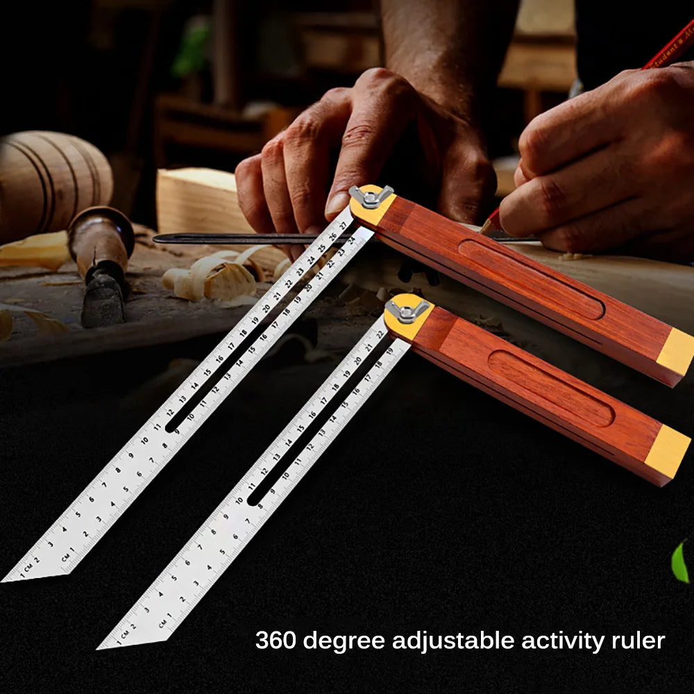 0-22/0-27cm Sliding Angle Ruler T Bevel Hardwood Handle Rotatable Engineer Ruler Plastic Handle Wooden Marking Gauge Protractor