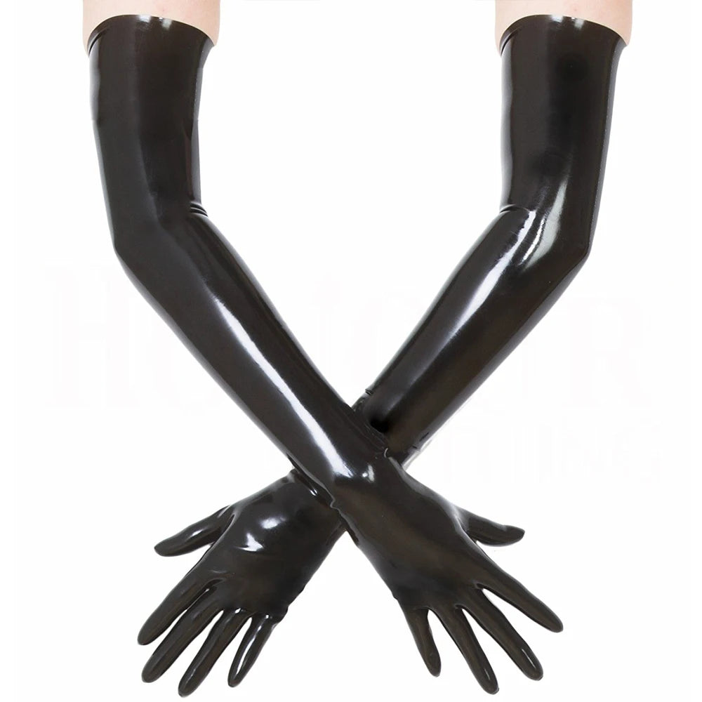 Free shipping !!! Hot Wrist seamless black / red latex opera long latex gloves fetish latex gloves