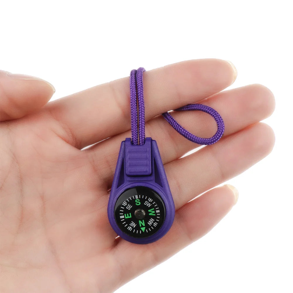 2Pcs EDC Mini Compas with Zipper Tail Rope Paracord Bracelet Gear Survival Keychain Camping Hiking Pocket Compasses Outdoor Tool