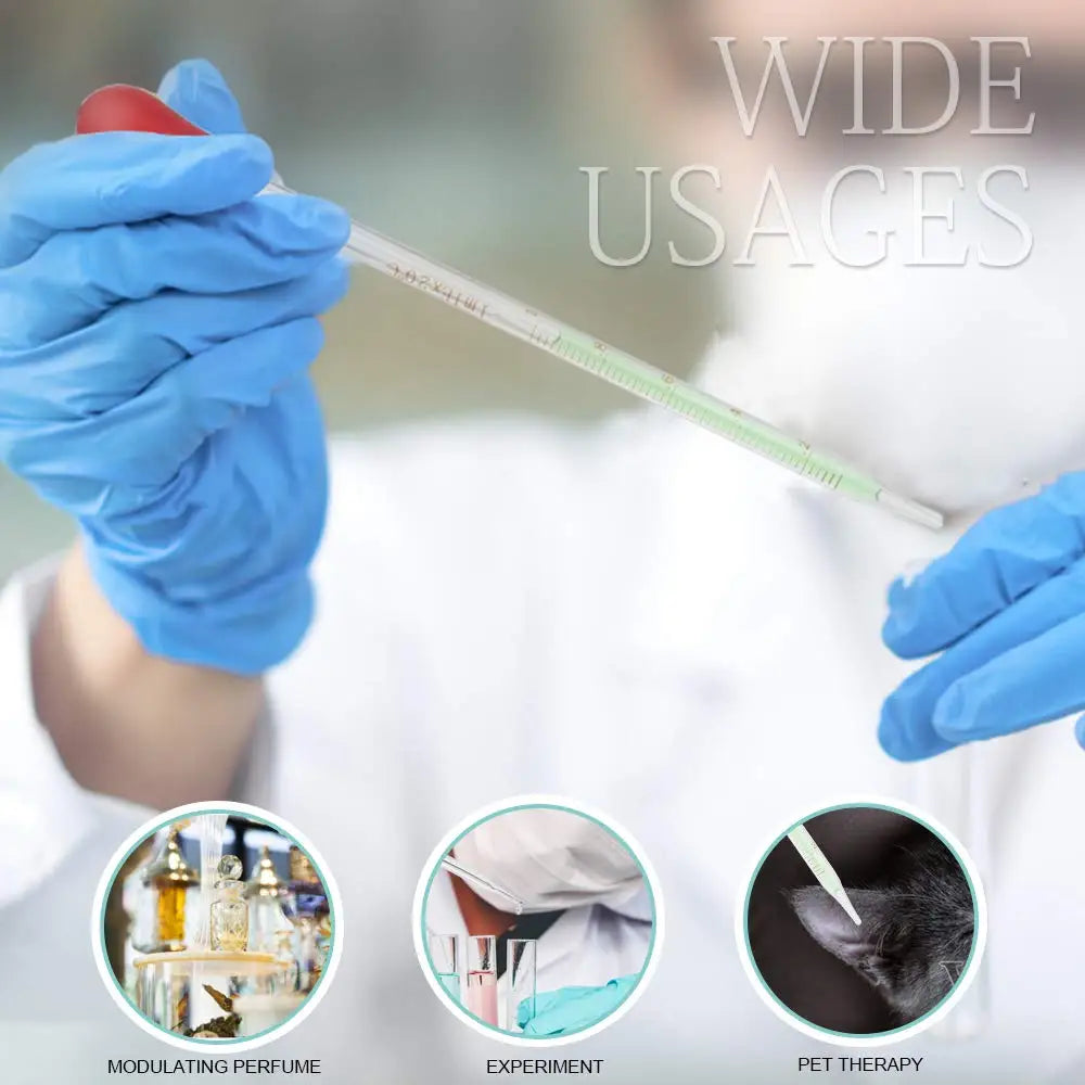 0.5ml 1ml 2ml 3ml 1PC Borosilicate Glass Dropper Graduated Pipette Laboratory Liquid Pipettors Red Rubber Head Glassware Pipet