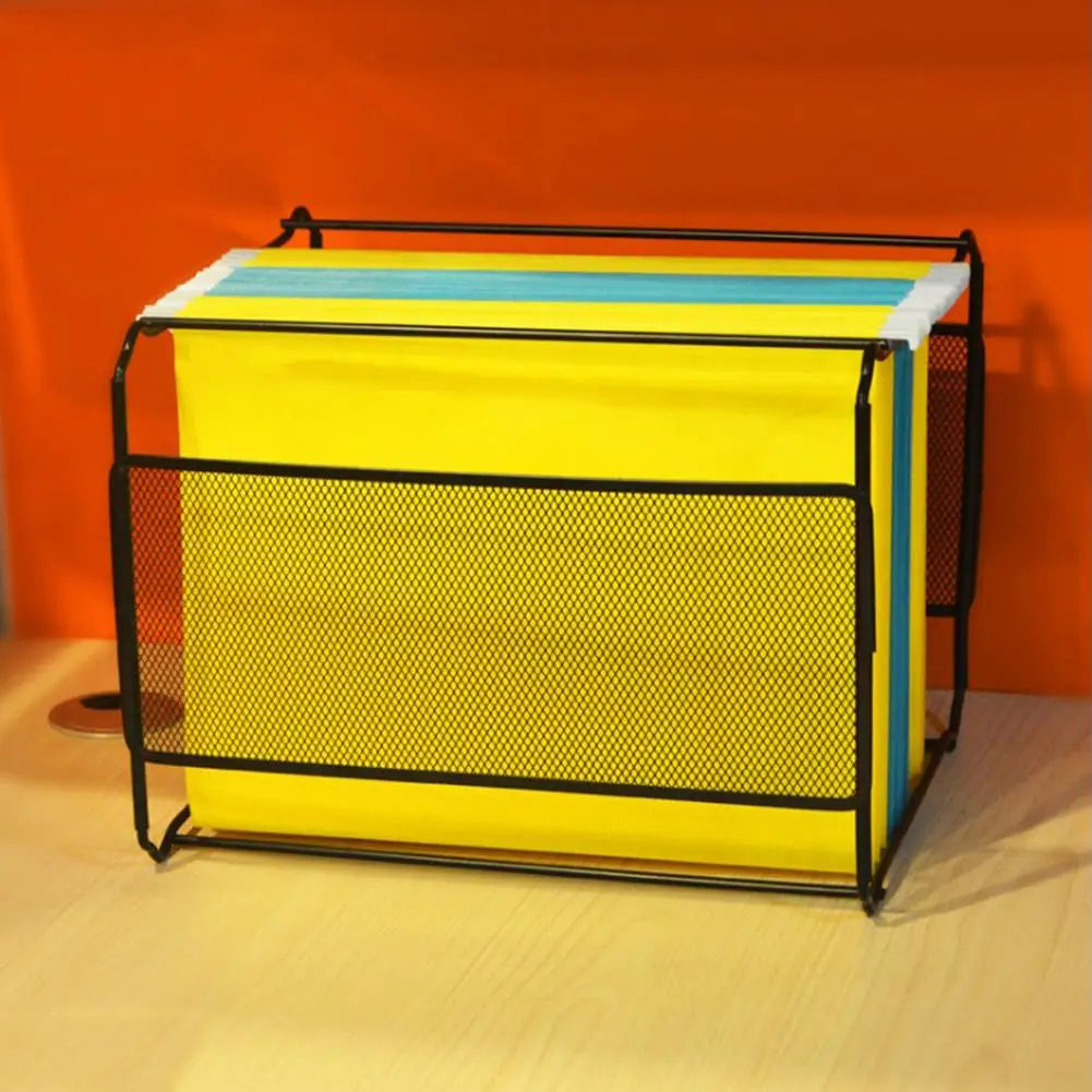 File Folder Box Mesh Metal File Organizer Box Hanging File Foldable Holder Storage Box for Office Home A4 Letter Size #SW