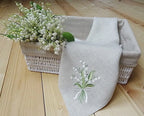 Lily of the Valley, Flower Embroidered Linen Look Napkins, Placemats, Table Mats, Hotel, Airbnb, Restaurant 40x40cm