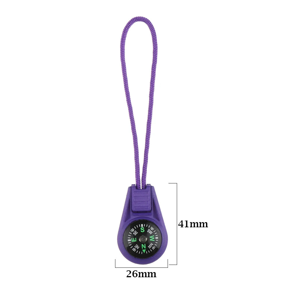 2Pcs EDC Mini Compas with Zipper Tail Rope Paracord Bracelet Gear Survival Keychain Camping Hiking Pocket Compasses Outdoor Tool