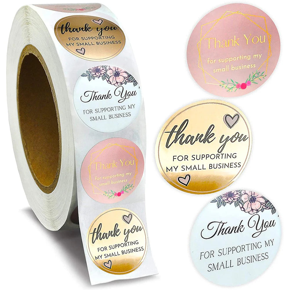 100-500pcs Thank You for My Small Business Stickers Paper Thank You Label Sticker Kraft paper Adhesive Shipping Mail Labels