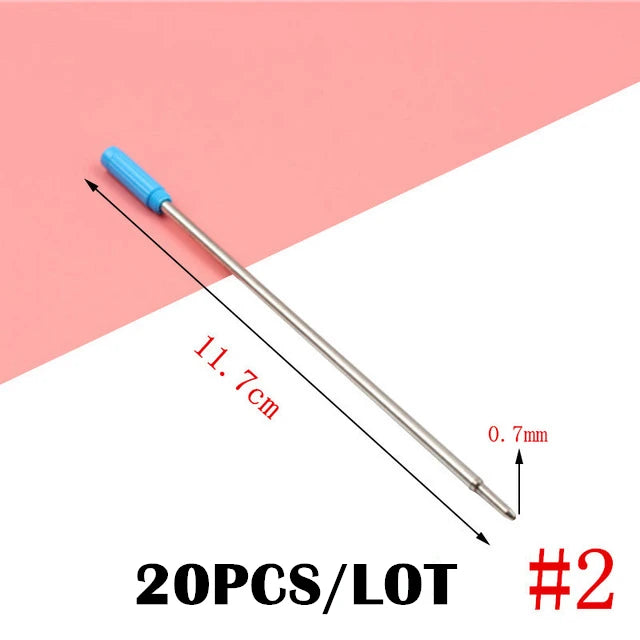 20Pcs/Set Pen Refill Different Metal Ballpoint Pen Refills Office School Stationery Gifts Pen Choose Blue black refills Pen Sale