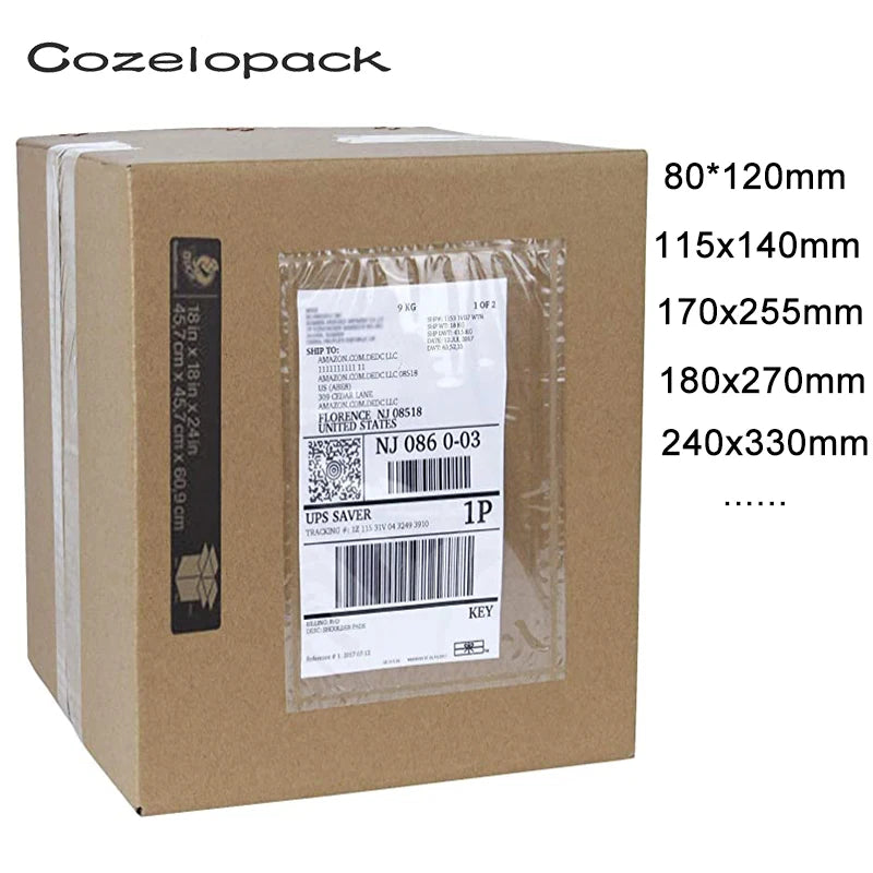 100PCS/14sizes Packing List Envelope Clear Face Invoice Slip Enclosed Pouch Self Adhesive Shipping Invoice Label Envelopes