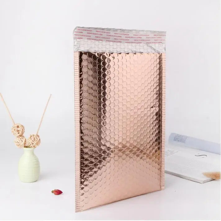 50pcs Rose Gold Poly Bubble Mailer Envelopes Aluminum Foil Padded Envelopes Self Seal Bubble Shipping Mailer Bags