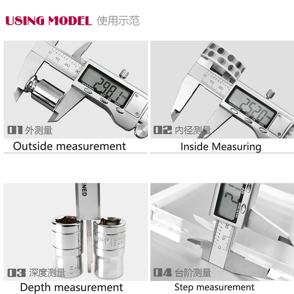 4/6-Inch 100/150mm Big Screen Digital Calipers Stainless Steel Electronic Vernier Caliper Metal Micrometer Measuring Tools