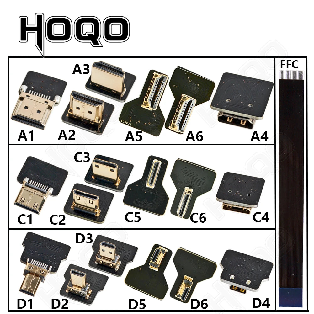 Ribbon FPV HDMI-Compatible Connector Flexible Flat Cable Raspberry Pi 4 Micro HDMI to HDMI/Mini HDMI Female 90 Degree FFC 20pin