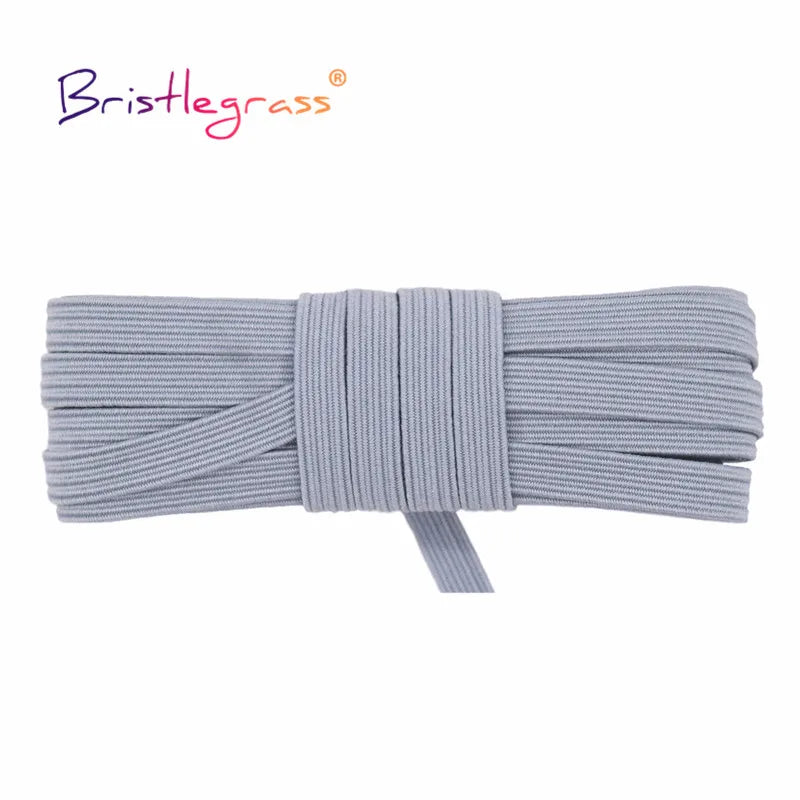 BRISTLEGRASS 2 5 10 Yard Flat Skinny Elastic Cord 1/4" 6mm Latex Rubber Bands Stretch String Notebook Ear Loop Dress Sewing Trim