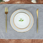 Plain Striped Linen Cotton Blended Dinner Cloth Napkins Placemats Tea Towels Set of 12 (40 x 30 cm) for Events & Home Use