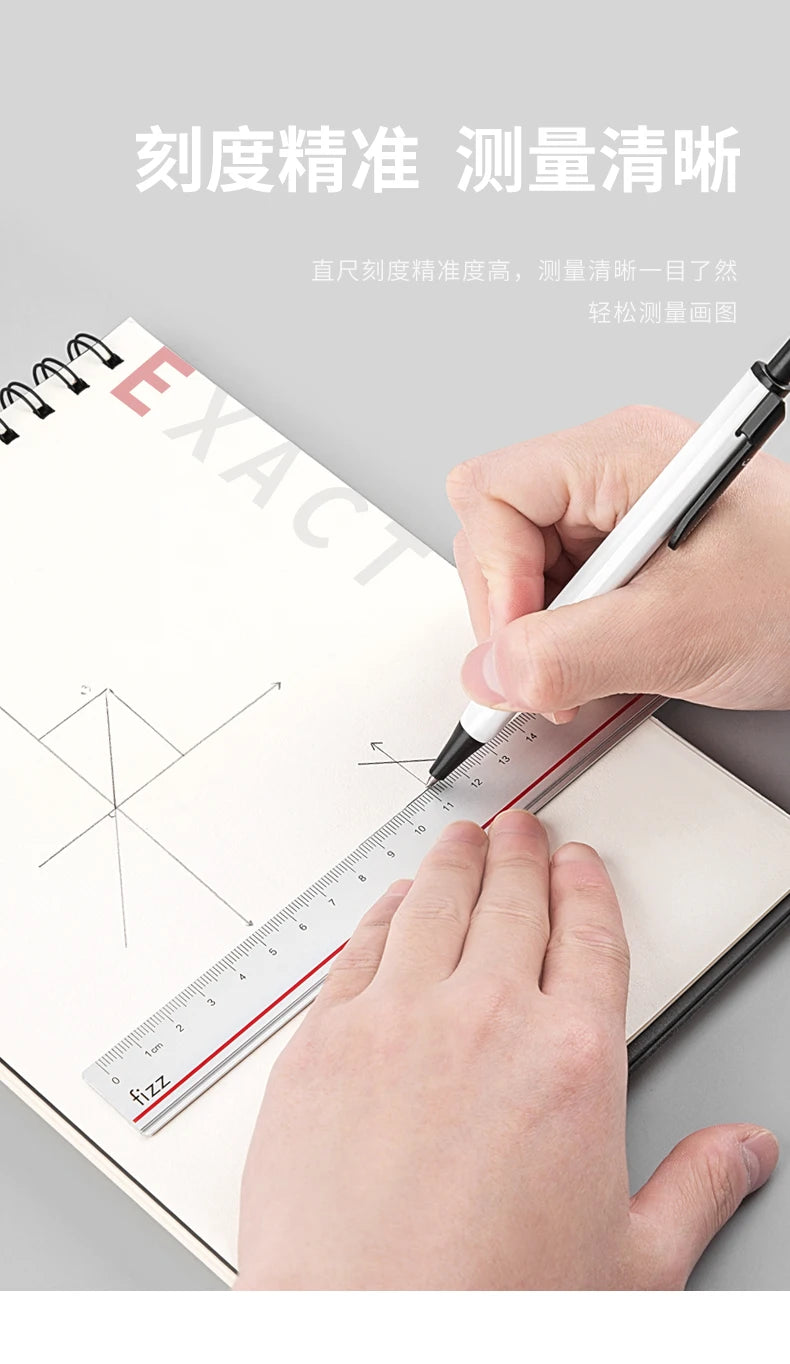 Youpin 4 in 1 Fizz Metal Ruler Stationery Set Aluminum Alloy Multifunctional Combination Ruler Ruler Triangle Protractor Drawing