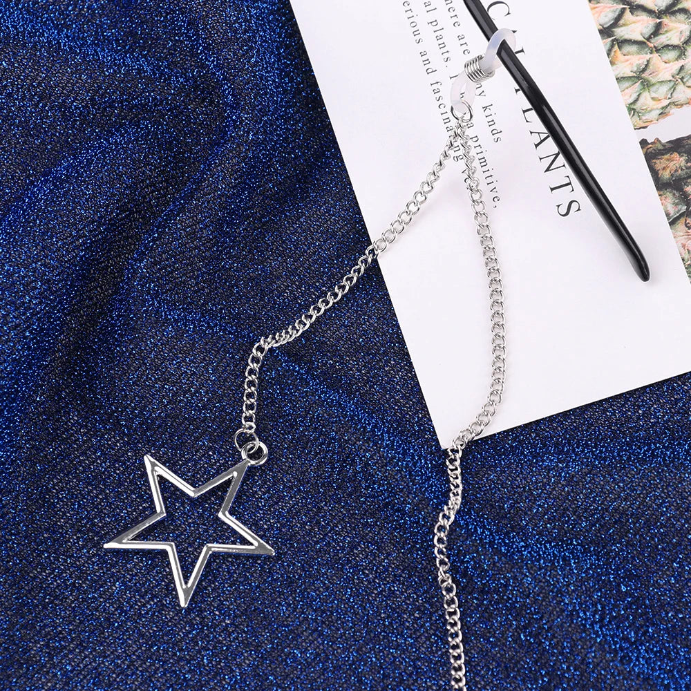 New Fashion Women Eyeglass Chain Hollow Star Pearl Beaded Sunglasses Reading Glasses Lanyard Eyewear Holder Neck Strap Rope