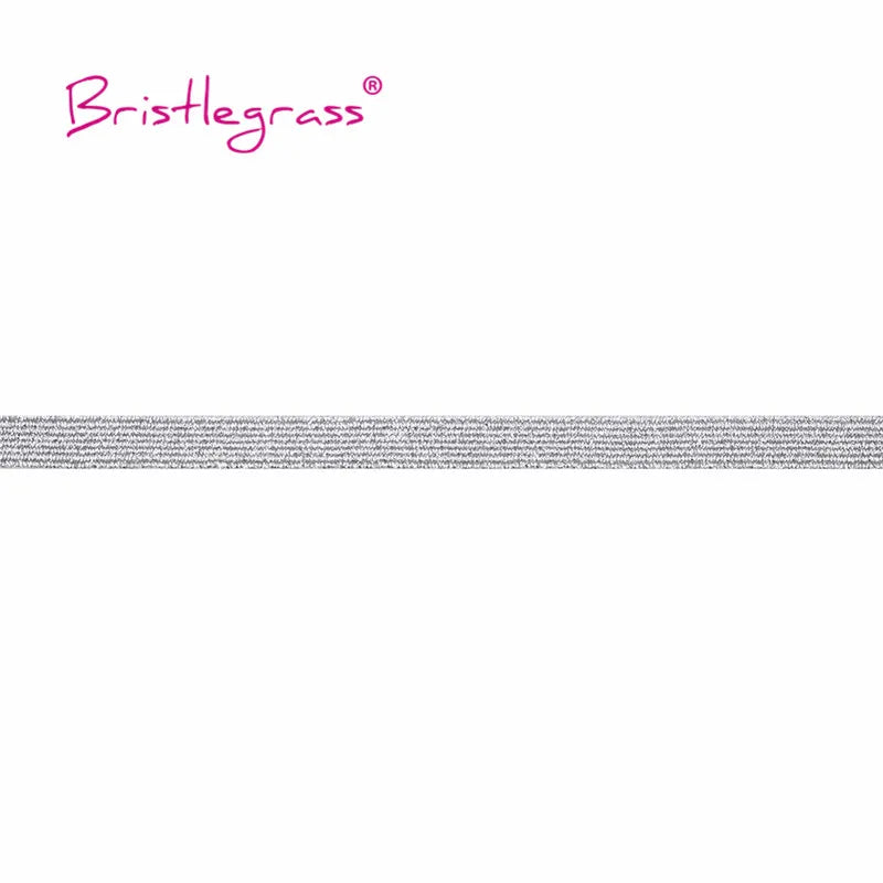 BRISTLEGRASS 2 5 10 Yard 1/4" 6mm Flat Skinny Elastic Cord Glitter Latex Rubber Band Rope Notebook Earloop Dress DIY Sewing Trim