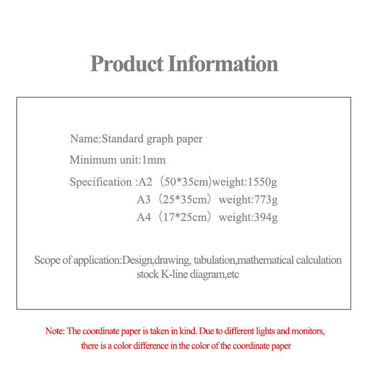Standard Coordinate Paper A4/A3/A2 Grid Paper Plaid Drawing Paper Manuscript Drafting K-line Calculation Graph Logarithmic Paper