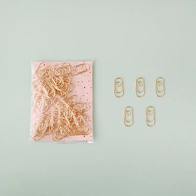 TUTU 50pcs /bag mini heart gold rose gold Color Clip Bookmark binder clip Office Accessories paper Clips Patchwork Clip H0481