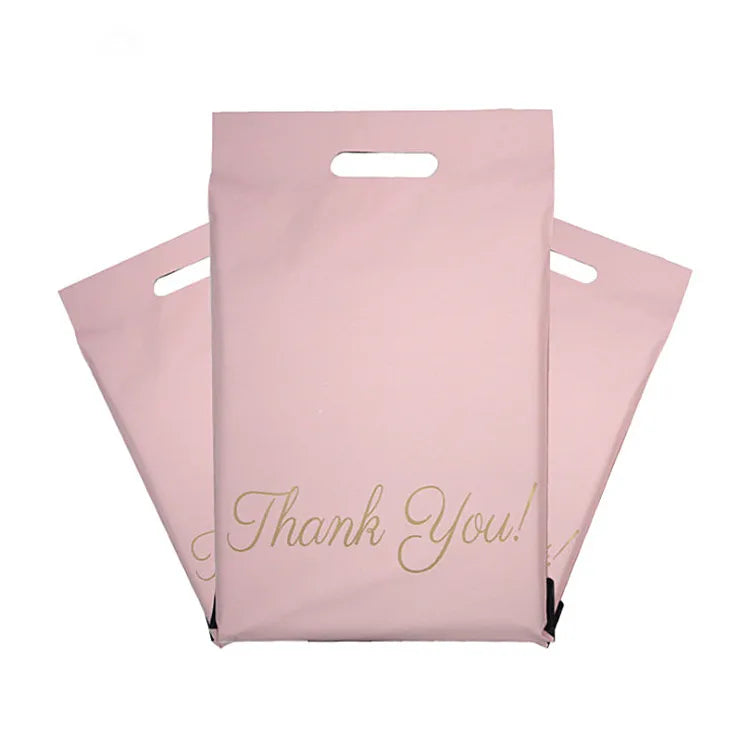50PCS Thank You Pink Poly Mailer Adhesive Envelopes Bag DIY Logo T-shirt Underwear Dress Leggings Toys Shipping Portable Pouches