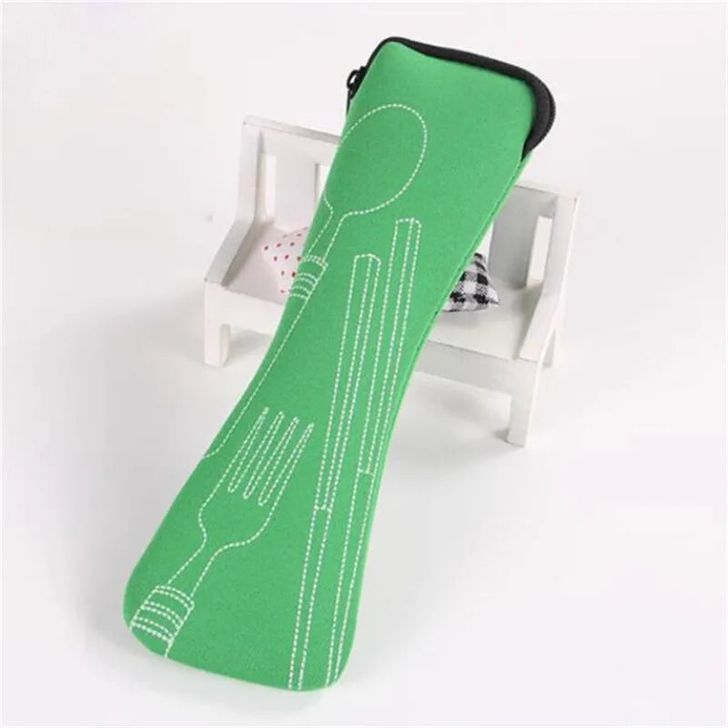 Portable Tableware bag cutlery bag Dinner Set Travel packaging storage box Dinnerware picnic fork spoon bag Organize with Zipper