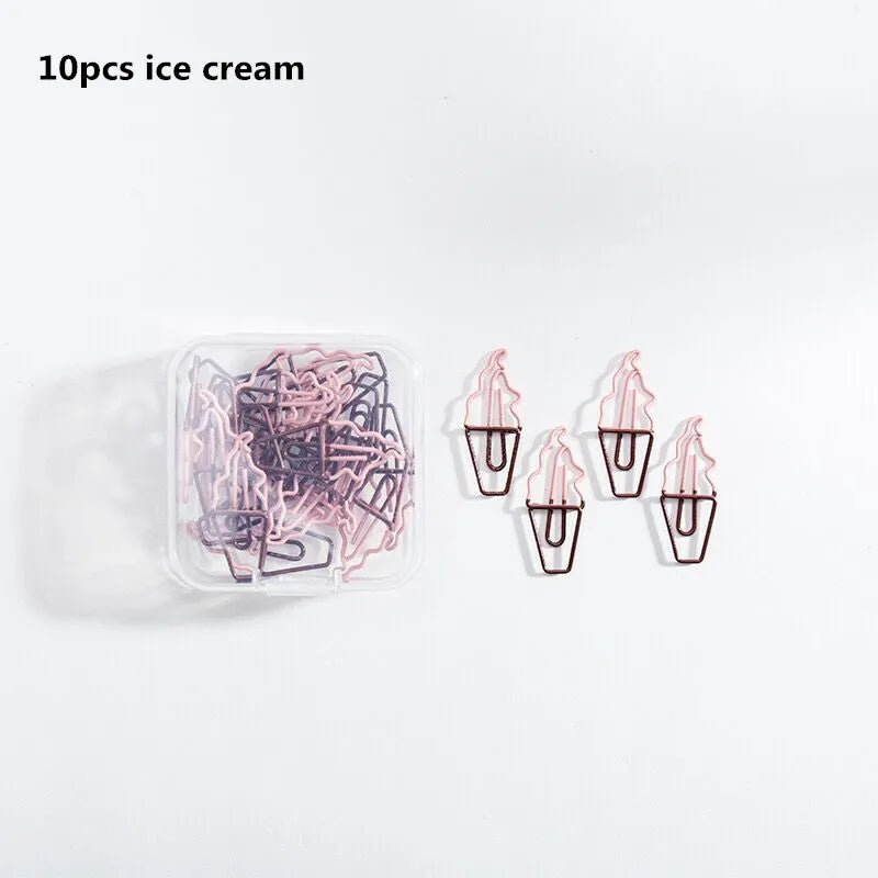 MINKYS Kawaii 10pcs/lot Strawberry Lemon Carrot Metal Paper Clip Christmas Song Decorative Bookmark Binder Clips Stationery