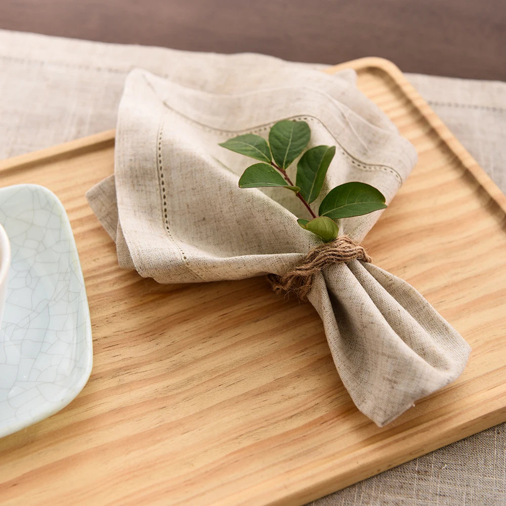 12pcs Table Napkins Wedding Party Dinner Table White Cloth Napkin Restaurant Home Napkins Cotton Linen Handkerchie 4 Size
