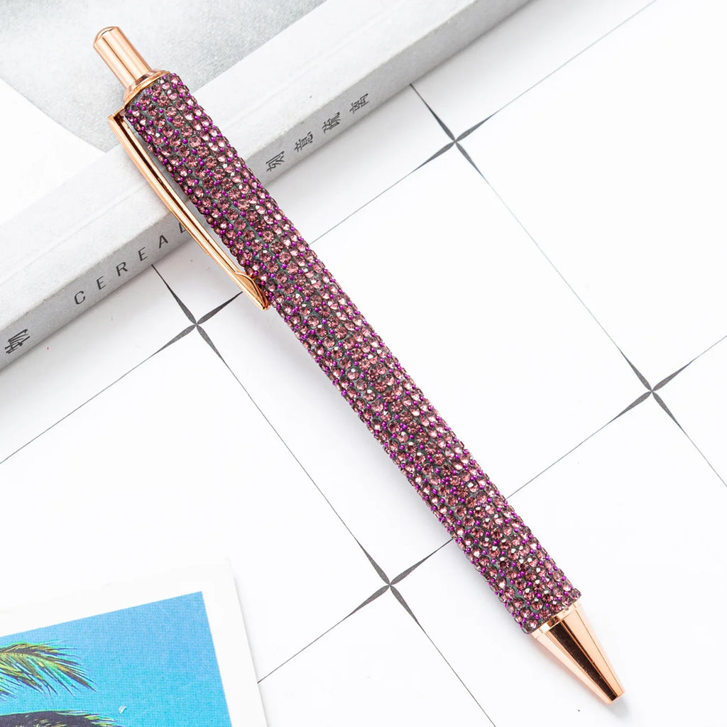 Ballpoint Pen Luxury Rhinestone Cute Wedding Rose Gold Metal Stationery School Office Supply High Quality Pens