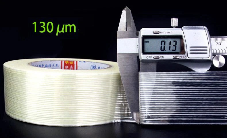 25m/50m Strong Glass Fiber Tape Transparent Striped Single Side No Trace Adhesive Tape Industrial Strapping Packaging Fixed Seal