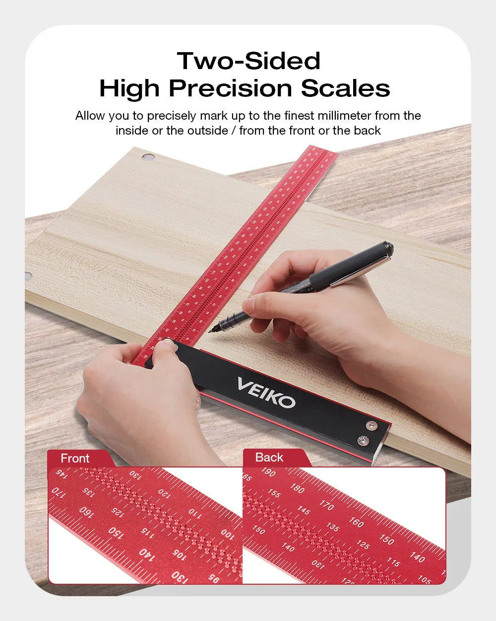 Precision Square 300mm T Speed Measurements Ruler for Measuring and Marking Woodworking Carpenters Framing Carpentry Use