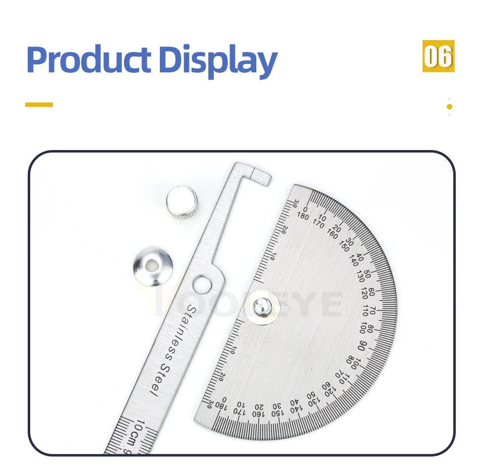 180 Degree Protractor Metal Angle Finder Angle Ruler Woodworking Tools Measuring Ruler Angle Meter Stainless Steel Goniometer