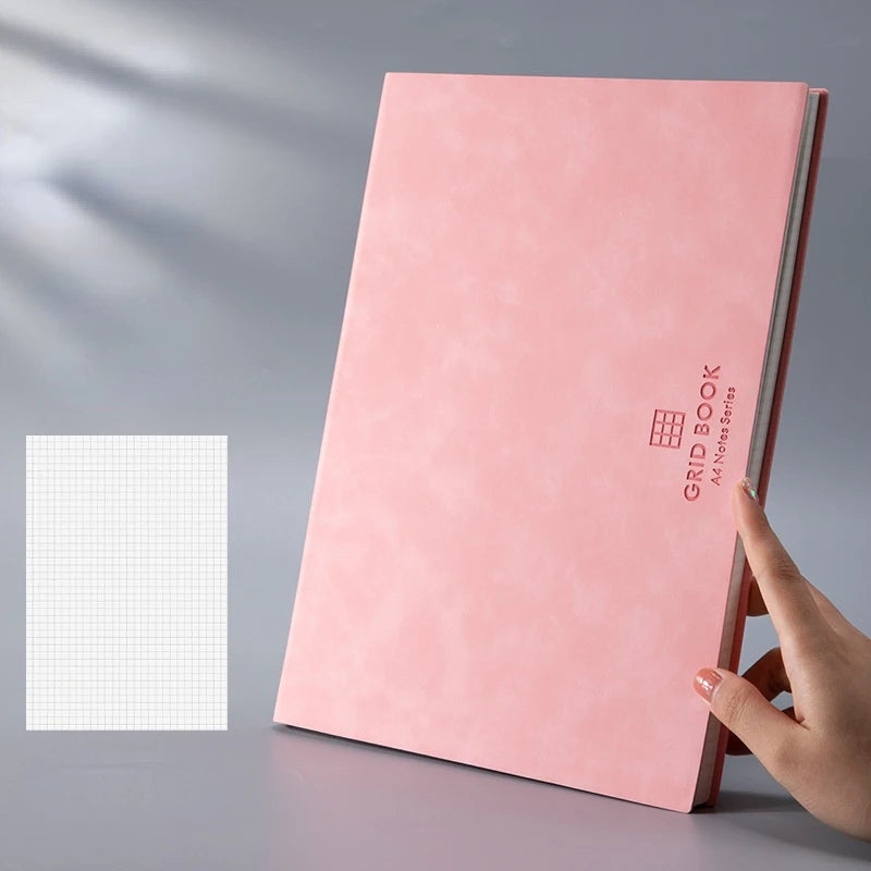 A5/B5 Thickened Notebook 100sheets Grid Square Diary Notebooks and Journals Soft Pu Leather Sketchbook School Stationery