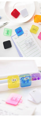 5pcs Candy Mini Square Clips Transparent & Solid Color Page Holder Paper Clip for Memo File Magazine Household A6794