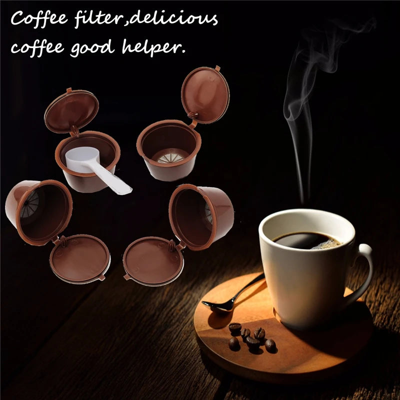 Arshen 3pcs/Set Dolce Gusto Plsatic Refillable Coffee Capsule with Spoon Brush 200 Times Reusable Compatible Nescafe Dolce Gusto