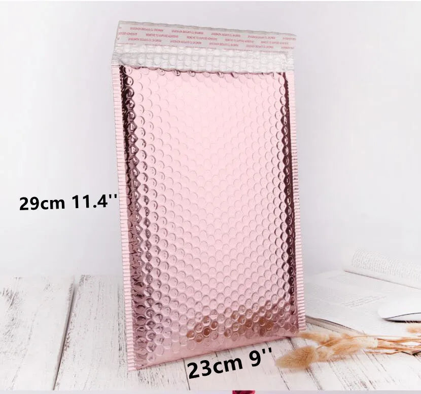 50pcs Rose Gold Poly Bubble Mailer Envelopes Aluminum Foil Padded Envelopes Self Seal Bubble Shipping Mailer Bags