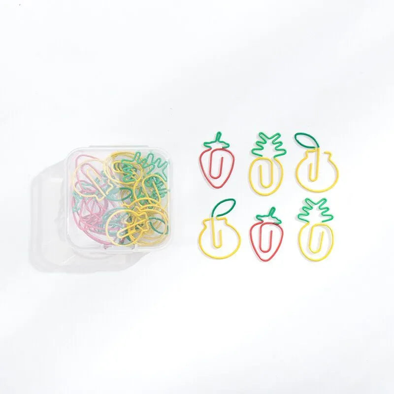 MINKYS Kawaii 10pcs/lot Strawberry Lemon Carrot Metal Paper Clip Christmas Song Decorative Bookmark Binder Clips Stationery