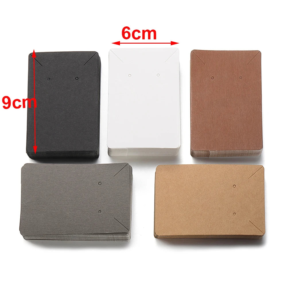 50pcs 6x9cm Earrings Necklaces Display Cards Ear Studs Blank Kraft Paper Card for Jewelry Packaging Hang Price Tag Card Holder