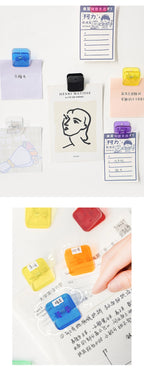 5pcs Candy Mini Square Clips Transparent & Solid Color Page Holder Paper Clip for Memo File Magazine Household A6794