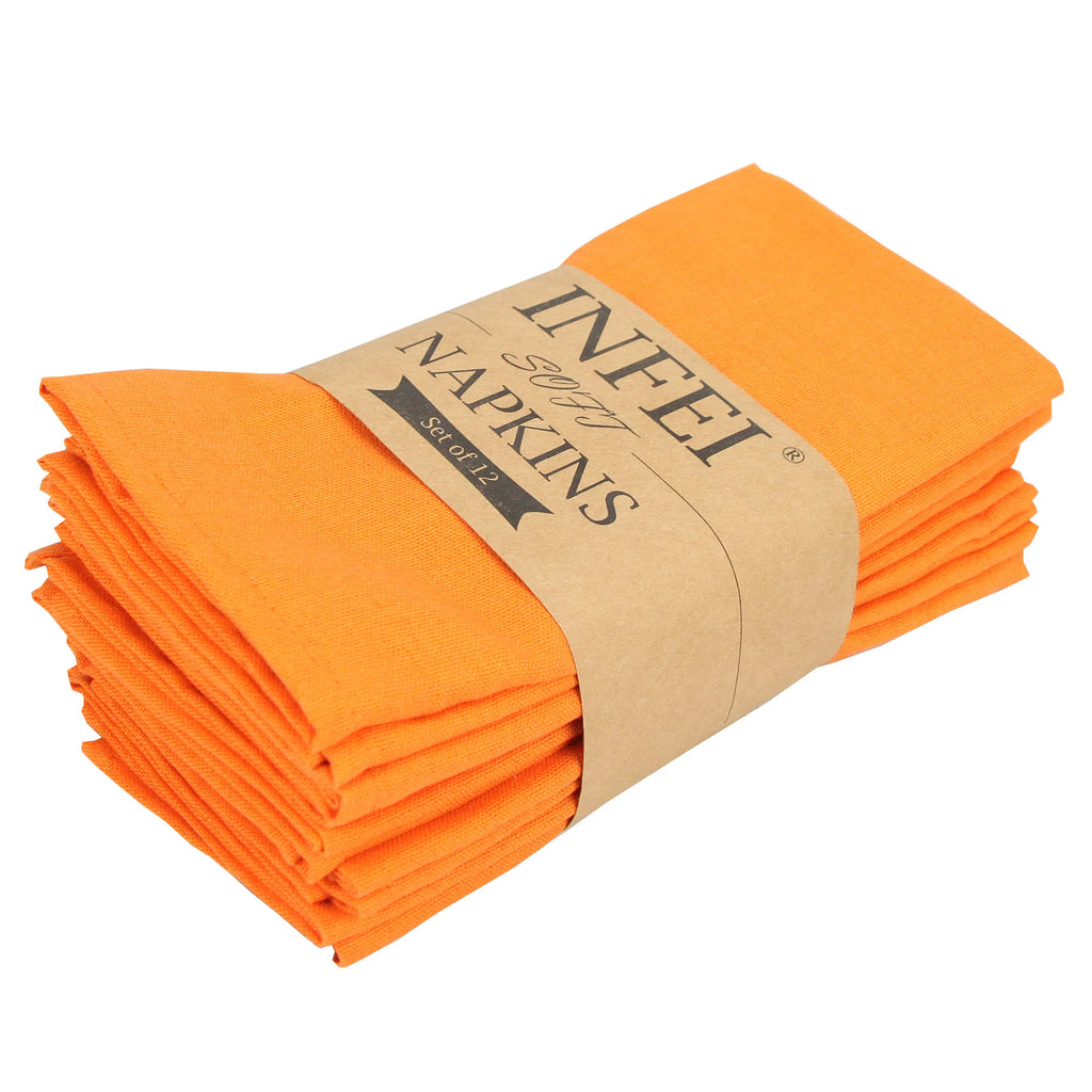 Set of 12 PCS 40x40cm Cotton Linen Blended Cloth Napkins Placemats Soft Dining Table Tea Towels For Home & Events Use