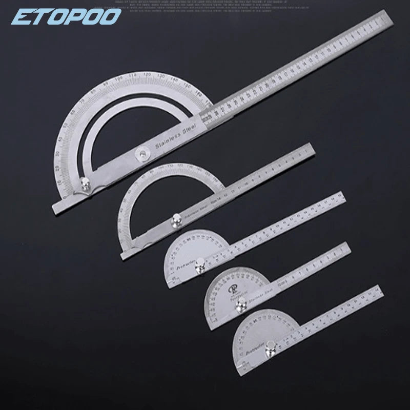 150mm 300mm Stainless Steel 180 Degree Protractor Angle Finder Rotary Measuring Ruler Machinist Tool Craftsman Ruler Goniometer