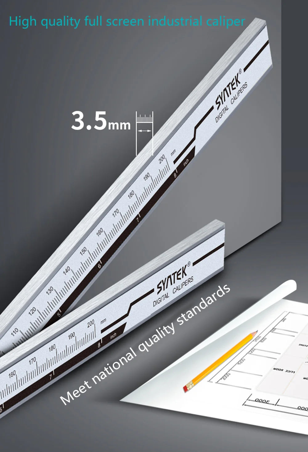 Electronic Digital Caliper HD Full Screen Full Metal 0-150/200/300mm Stainless Steel Vernier Caliper Precise Measurement Tool