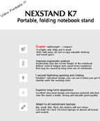 NEXSTAND K7 Laptop Stand Folding Portable Laptop House Office Ergonomic Stand Notebook Stand Notebook Suporte Laptop Accessories