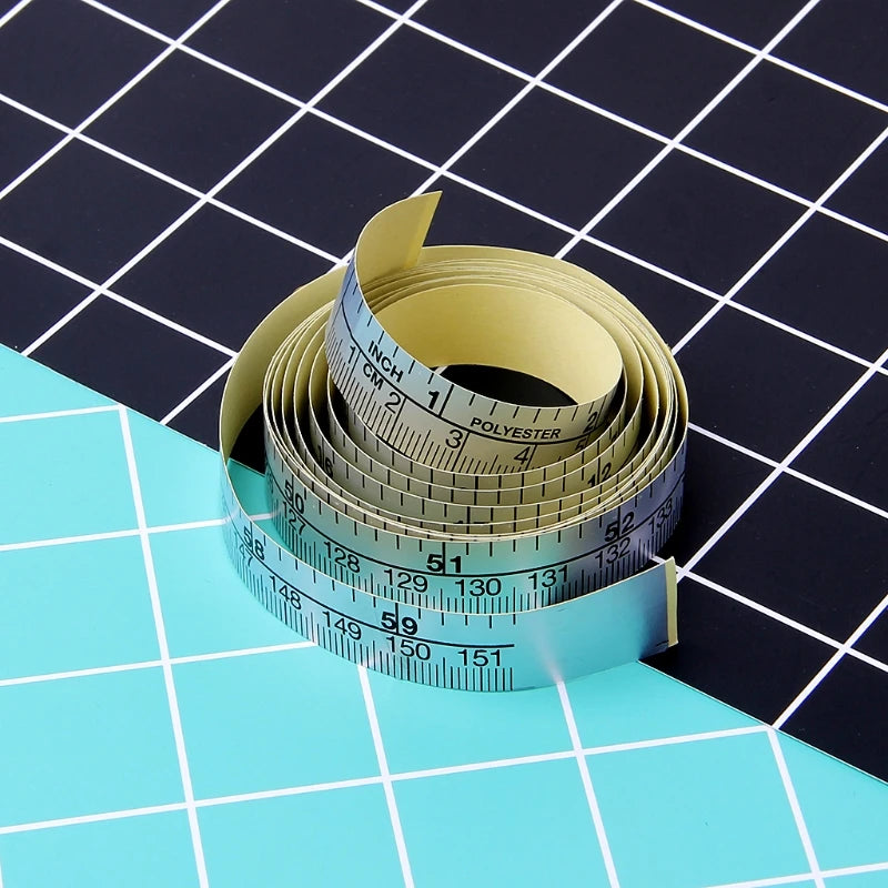 1Pc 90/151cm Self Adhesive Metric Measure Tape Vinyl Silver Ruler For Sewing Machine Sticker