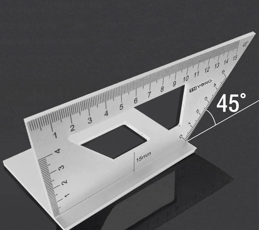 Aluminum Woodwork Scriber T Ruler Multifunction Square 45/90 Degree Gauge Angle Ruler Measuring Woodworking Tool